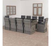 vidaXL 11-delige Tuinset met kussens poly rattan grijs3059348 Gris G