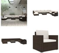 vidaXL 11 pcs. Garden Lounge Set with Auflagen Poly Rattan Braun - Garden Lounge Set - Garden Lounge Sets - Garden Canapé - Garden Canapés
