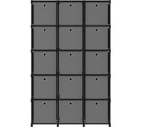 vidaXL 15-Cube Display Shelf with Boxes Noir 103x30x175.5 cm Tissu