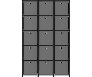 vidaXL 15-Cube Display Shelf with Boxes Noir 103x30x175.5 cm Tissu