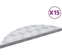 vidaXL : 15 marches d'escalier, 60 x 18 x 2,5 cm, argent, aluminium, forme demi-lune
