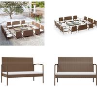 vidaXL 16 pcs. Garden Lounge Set with Covers Poly Rattan Braun - Garden Lounge Set - Garden Lounge Sets - Terrassenmöbel - Gartenmöbel