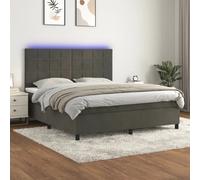 vidaXL 160x200 cm Dark Grey Bed Frame with Mattress and LED