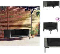 vidaXL : 2 canapés de jardin avec coussins, en résine tressée demi-circulaire - Éléments de canapé de jardin