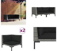 vidaXL : 2 canapés de jardin avec coussins, en résine tressée, design demi-rond - Canapé de jardin - Canapés de jardin - Canapé - Canapé d'extérieur