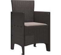 vidaXL Chaise de jardin avec coussins, lot de 2, marron, 53 x 49 x 85 cm, polypropylène