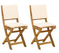 vidaXL Chaises de bistrot d'extérieur avec coussins – Lot de 2, blanc crème, 38 x 46 x 85 cm