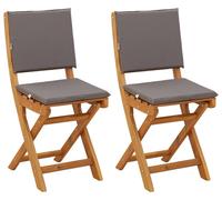 vidaXL Chaises de bistrot d'extérieur avec coussins, lot de 2, gris foncé, 38 x 46 x 85 cm