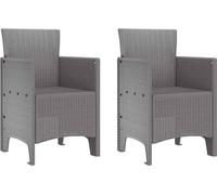 vidaXL Chaise de jardin, lot de 2, gris clair, 53 x 49 x 85 cm, polypropylène