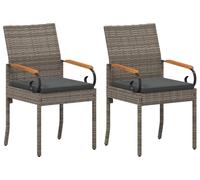 vidaXL : 2 chaises de jardin, gris et gris foncé, en polyrotin et en acacia