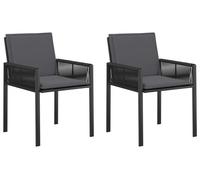 vidaXL Chaises de jardin, lot de 6, noir et gris foncé, en polyrotin