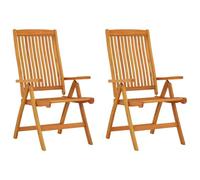 vidaXL 2× Chaises de Jardin Pliables Fauteuils de Terrasse Sièges de Patio Fauteuils Incliables Dossiers Réglables Bois d'Eucalyptus Massif