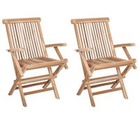 vidaXL Chaise de Jardin Pliante 2 pcs Naturel Bois de Teck Massif, Chaise Pliante en Teck Moderne, mobilier de Jardin, Gain de Place, Design élégant, Parfait pour dîner en extérieur
