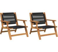vidaXL : 2 chaises de relaxation pour jardin, couleur noire, en bois d'acacia massif