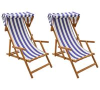 vidaXL : 2 chaises longues, bois d'eucalyptus massif, 3 positions