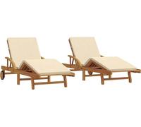 vidaXL : 2 chaises longues, bois massif d'acacia, couleur beige