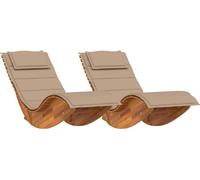vidaXL Chaise longue avec coussins 2 personnes 2 pièces Marron Bois massif Acacia