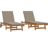 vidaXL, 2 chaises longues, bois massif d'acacia, couleur marron