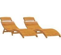 vidaXL Chaise longue 2 pcs Marron 55 x 184 x 64cm Bois massif Acacia
