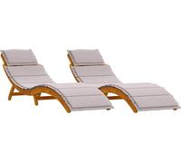vidaXL : 2 chaises longues, bois massif d'acacia, couleur taupe