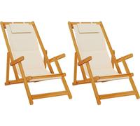 vidaXL : 2 chaises longues, couleur marron, en bois d'acacia massif