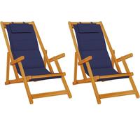 vidaXL Chaise longue avec coussins (lot de 2) Marron Bois massif d'acacia