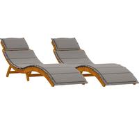 vidaXL : 2 chaises longues d'extérieur, bois massif d'acacia, couleur gris