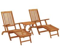vidaXL : 2 chaises longues inclinables et pliables, en bois d'acacia massif