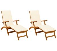 vidaXL : 2 chaises longues inclinables et pliables, en bois d'acacia massif