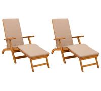 vidaXL : 2 chaises longues inclinables et pliables, en bois d'acacia massif