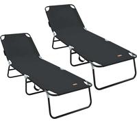 vidaXL Chaise longue pliante Lot de 2 Noir 188 x 57 x 86,5 cm Polyester Cadre acier
