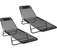 vidaXL Chaise longue pliante, lot de 2, noir, 182 x 55 x 85,5 cm