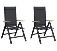 vidaXL Chaises longues de jardin, lot de 2, noir, 58 x 73 x 111,5 cm