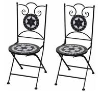 vidaXL 2 chaises mosaïques de bistro noir/blanc Ensemble chaises de jardin 41533