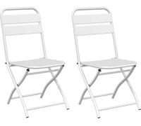 vidaXL : 2 chaises pliantes de jardin, blanches, en acier avec revêtement par poudre