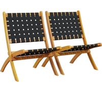 vidaXL, 2 chaises pliantes, noires, en bois d'acacia massif avec revêtement en tissu