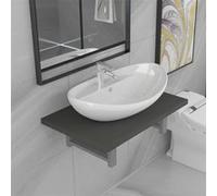 vidaXL Meuble de salle de bain en deux pièces Céramique Gris Gris