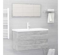 vidaXL 2-delige Badkamermeubelset spaanplaat betongrijs 804849 Gris G