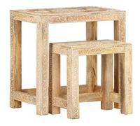 vidaXL 2-delige Bijzettafeltjesset handgeschilderd massief mangohout285881 Brun G