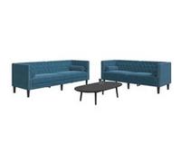 vidaXL 2-delige Loungeset Chesterfield met bolsters fluweel blauw3209299 Bleu G