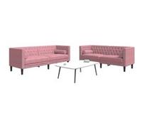 vidaXL 2-delige Loungeset Chesterfield met bolsters fluweel roze3209294 Rose G