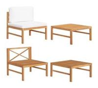 vidaXL Ensemble de salon de jardin 2 pièces 316110 – Teck avec coussins crème