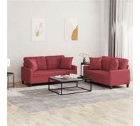 VIDAXL Ensemble Canapés 2 pcs Rouge Bordeaux Similicuir
