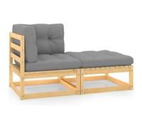 vidaXL 2-delige Loungeset met kussens massief grenenhout805755 G