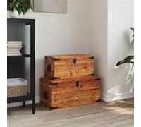 vidaXL 2-delige Opbergkistenset ruw mangohout 241634 Brun G