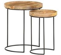 vidaXL Ensemble table basse 2 pièces 321705 – bois de manguier massif et acier