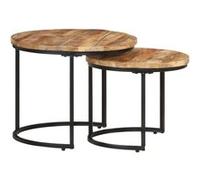 vidaXL Tables gigognes 2 pièces Bois de manguier brut Marron