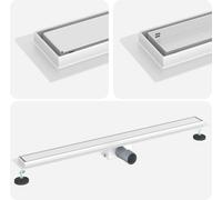vidaXL 2 en 1 Vidange de douche Argent 90 cm Acier inoxydable 304
