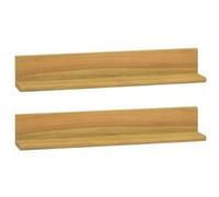 vidaXL 2× Étagères Murales Étagères Suspendues de Salon Étagères Flottantes de Salle de Bain Chambre à Coucher 60x10x10 cm Bois de Teck Massif Brun G