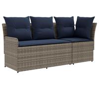 vidaXL Ensemble de salon de jardin Canapé d'angle 2 pcs Rotin PE, pieds réglables Gris/bleu marine